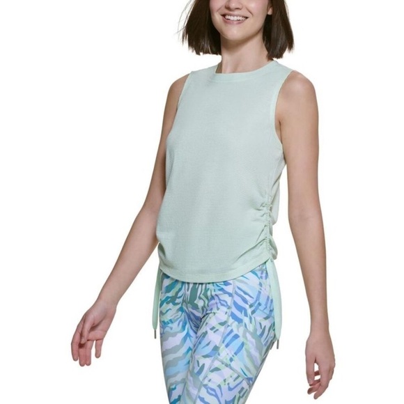 Calvin Klein Performance Womens Green Active Ruched Sides Tank Top Shirt NWT - Picture 1 of 9